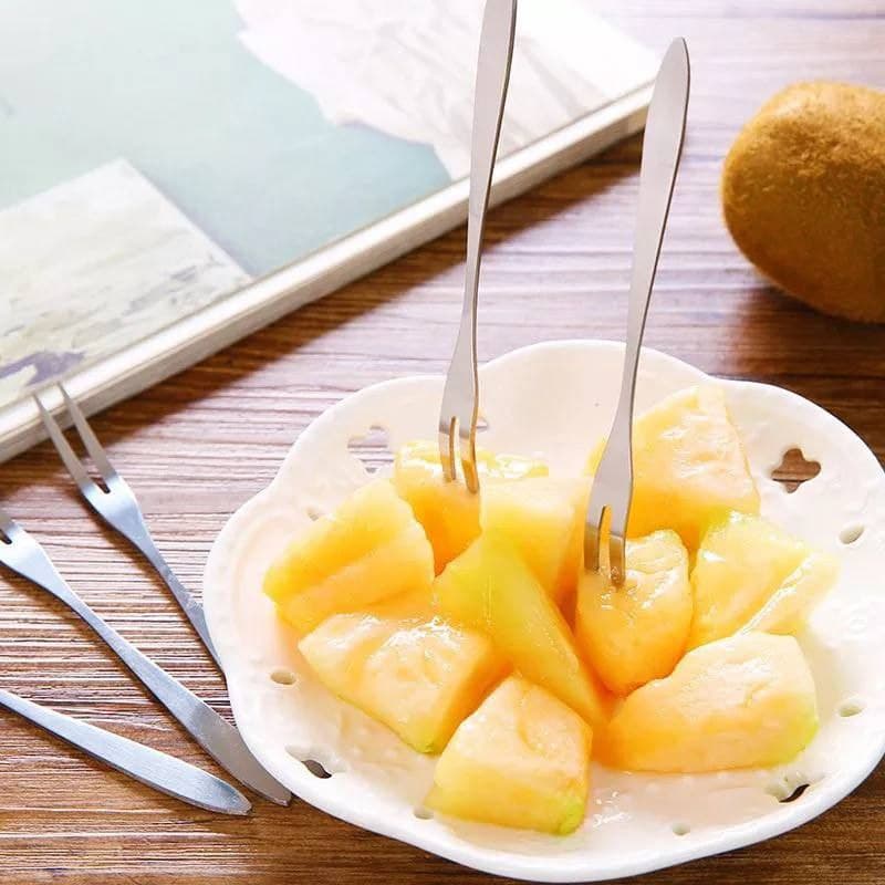 شوك الفاكهة والزلابية من الإستانليس 6 قطع