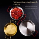 طاسة استانليس ستيل ذهبي لتسوية وتقديم الطعام بيدين 20 سم