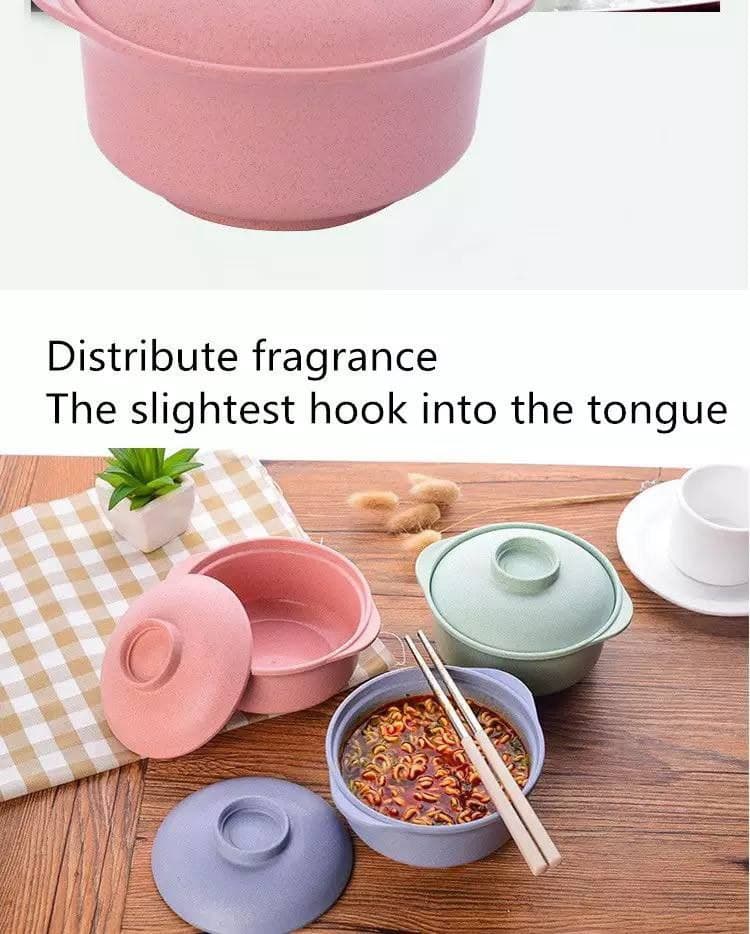 حلة الميكروويف الصحية من قش القمح بالغطاء