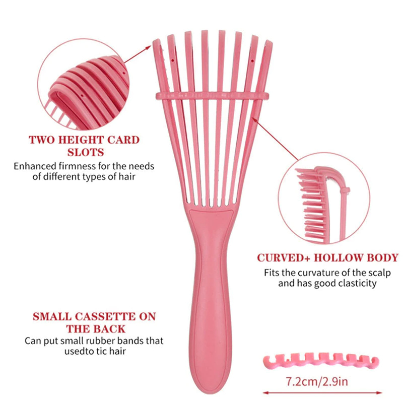 فرشة فك تشابك وعقد الشعر وتدليك فروة الرأس والتأكد من وصول الزيوت للجذور