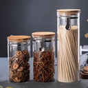 برطمان زجاج غطاء خشب بقفل لاحكام الغلق كبير 1600 ملي لحفظ وتنظيم التوابل والبقوليات والمكسرات والاسباجيتي