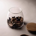 برطمان زجاجي لحفظ وتنظيم التوابل والشاي والقهوة والمكسرات بغطاء خشبي محكم الغلق 450 ملي