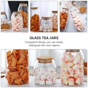 طقم برطمانات بيضاوي الشكل 3 قطع باحجام مختلفة لحفظ وتخزين البقوليات والتوابل بغطاء خشبي محكم الغلق