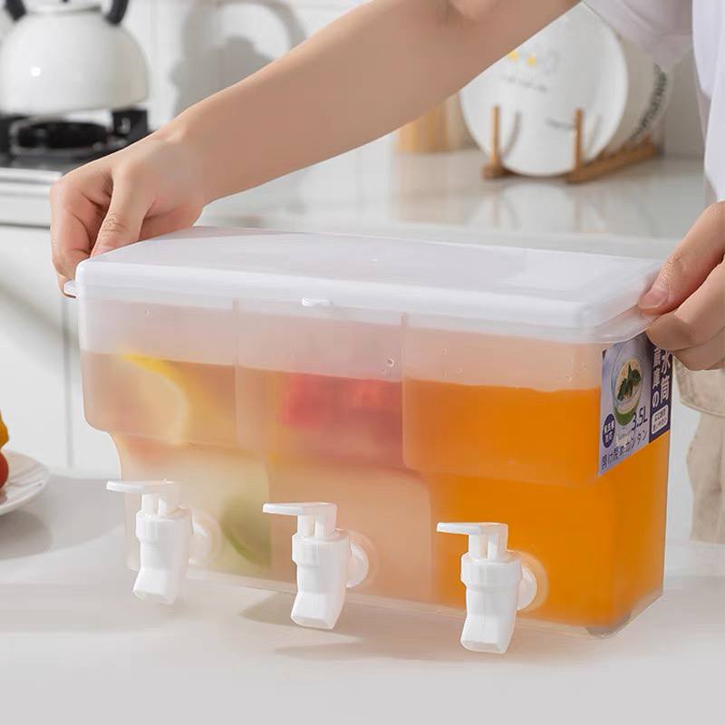 ديسبنسر عصائر 3 في 1 بغطاء محكم الغلق مع حنفية لكل قسم لسهولة الاستخدام