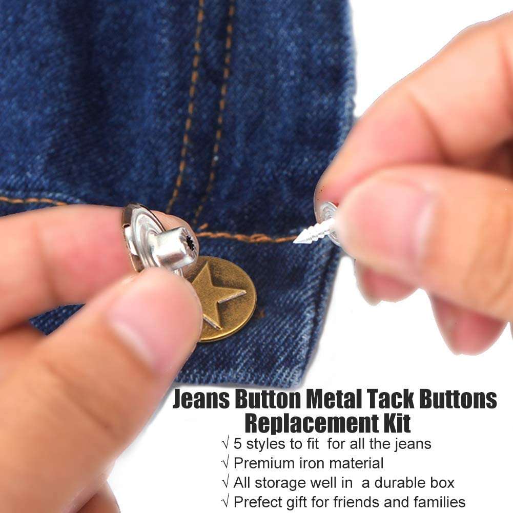 مجموعة زراير بناطيل جينز معدن سهلة التركيب بدون خياطة