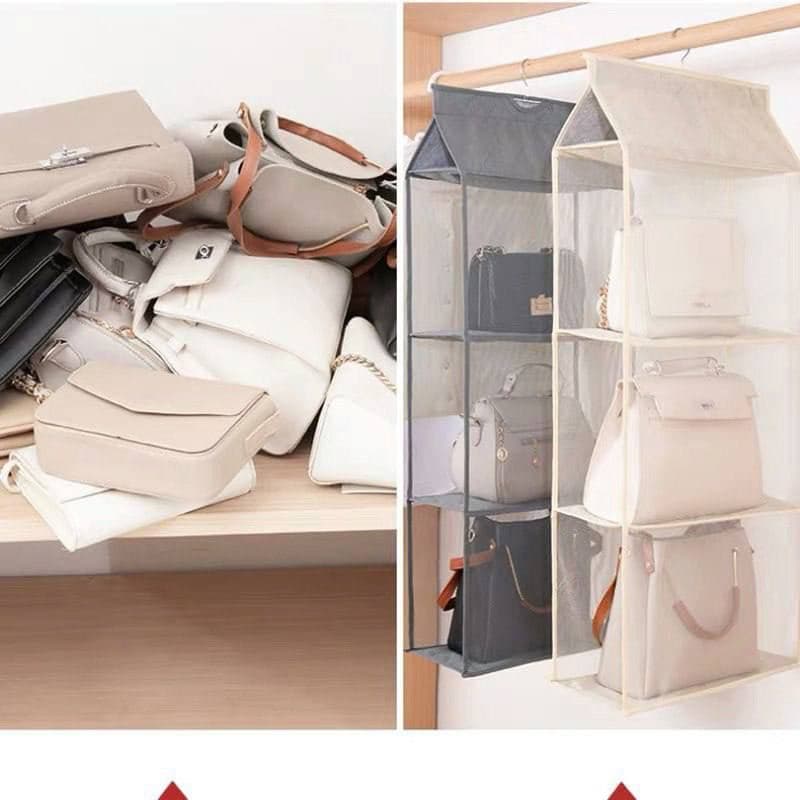 شماعة رفوف شفافة للشنط والملابس داخل الدولاب