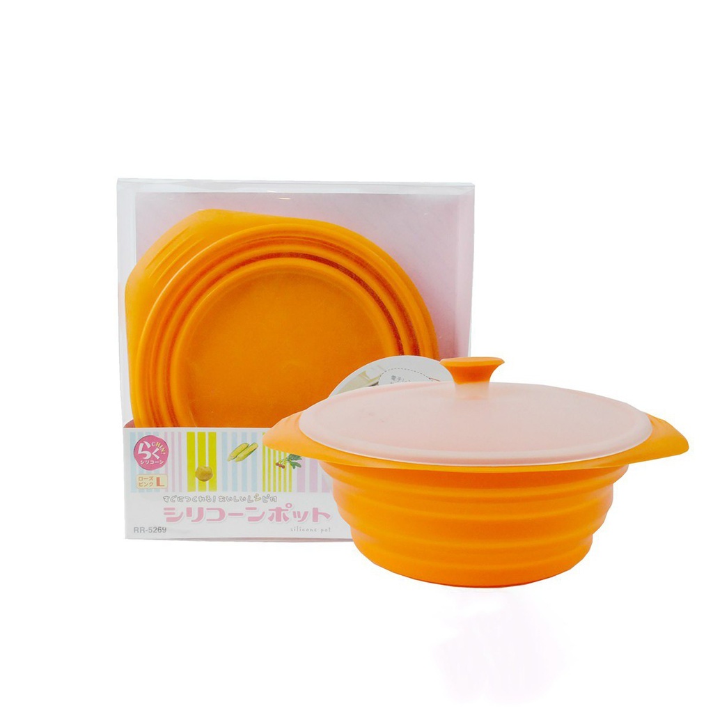 حلة سيليكون لحفظ وتسخين الطعام داخل الميكرويف بغطاء ويد قابلة للطي