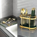 حامل ومصفاة زوجي للمعالق والشوك والسكاكين بصينية قابلة للفك