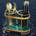 حامل ومصفاة زوجي للمعالق والشوك والسكاكين بصينية قابلة للفك