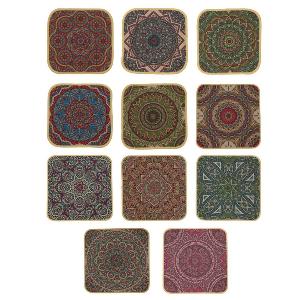 طقم كوستر قطعتين حامل للاكواب والحلل وقطع الديكور باشكال بوهيمية مختلفة