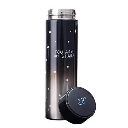 مج حراري لحفظ حرارة المشروبات بشاشة ديجيتال لعرض درحة الحرارة ومصفاه استانليس ستيل باشكال نجوم الفضاء 500 ملي