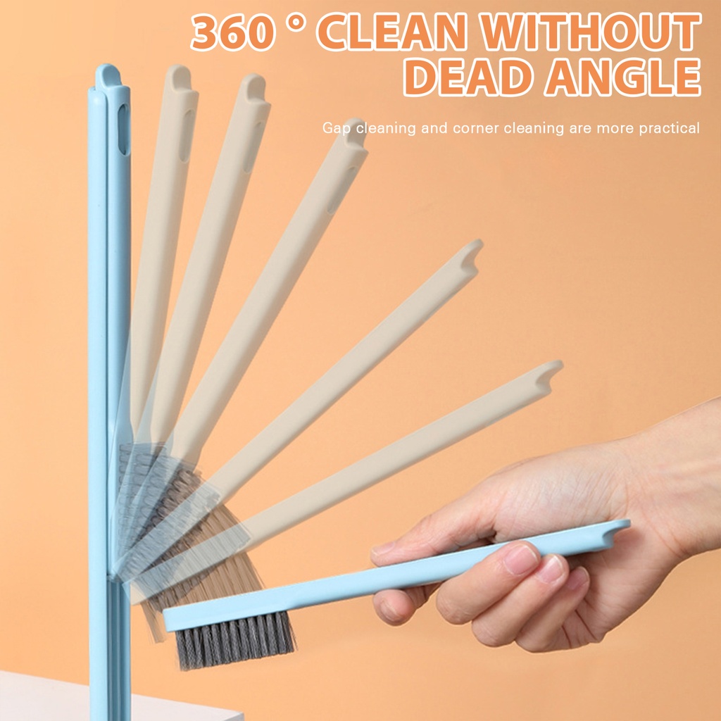 فرشة تنظيف تواليت واركان الحوائط سيليكون 2 في 1 بيد طويلة لسهولة التحكم وهوك ذاتي اللصق للتعليق