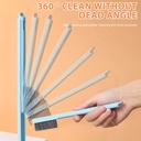 فرشة تنظيف تواليت واركان الحوائط سيليكون 2 في 1 بيد طويلة لسهولة التحكم وهوك ذاتي اللصق للتعليق