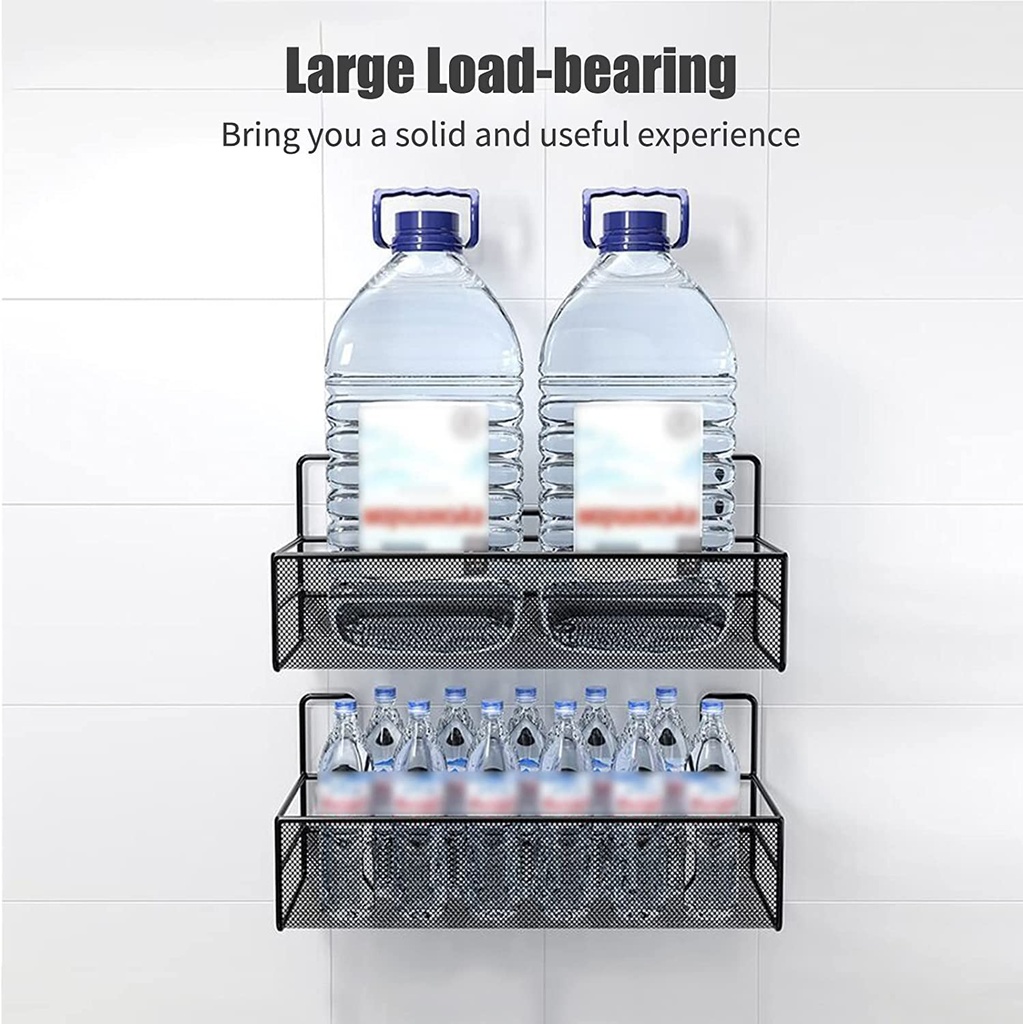 رف معدن حامل ومنظم لادوات المطبخ والحمام كالتوابل والشامبو بلزق دبل فيس قوي