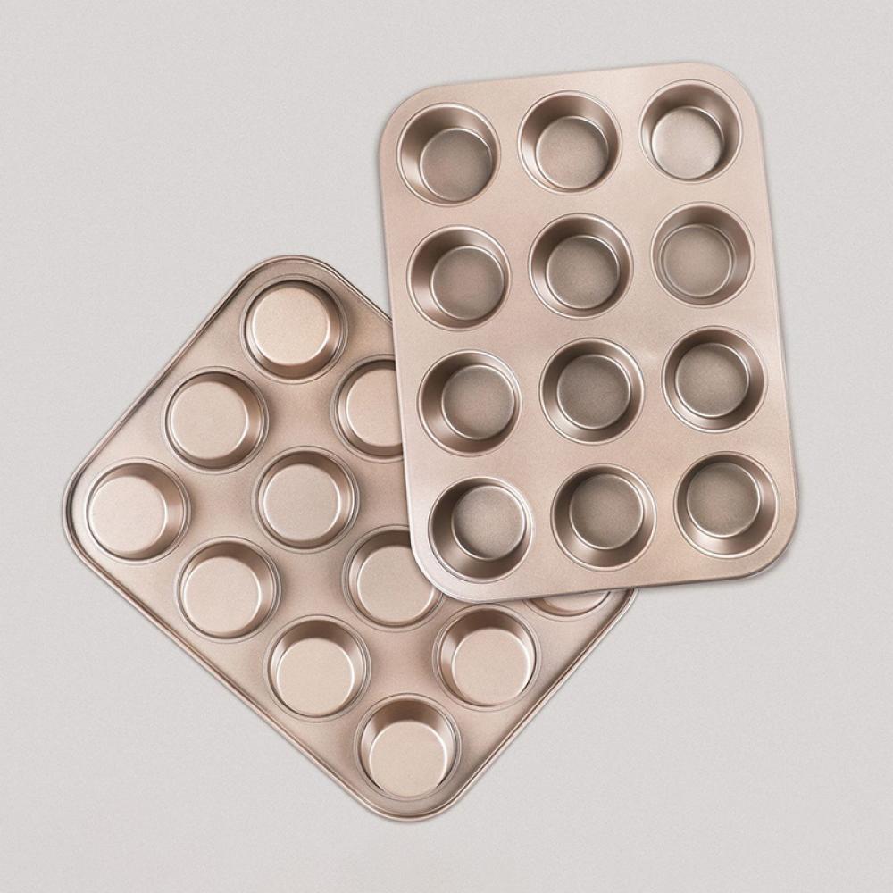 صينية كب كيك ومافن 12 عين طبقة سيراميك غير لاصق عملية وسهلة التنظيف