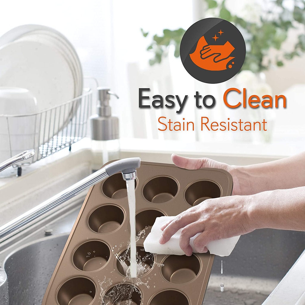 صينية كب كيك ومافن 12 عين طبقة سيراميك غير لاصق عملية وسهلة التنظيف