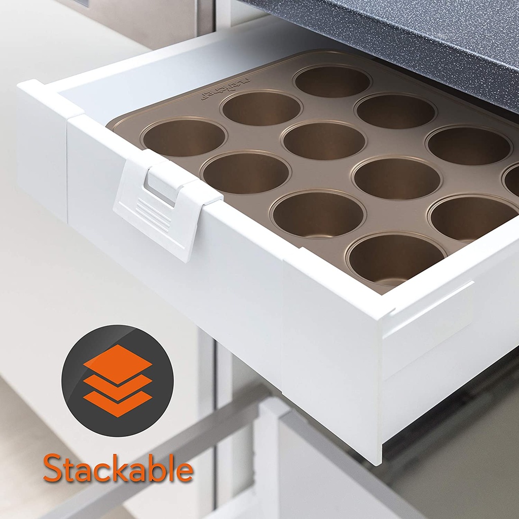 صينية كب كيك ومافن 12 عين طبقة سيراميك غير لاصق عملية وسهلة التنظيف