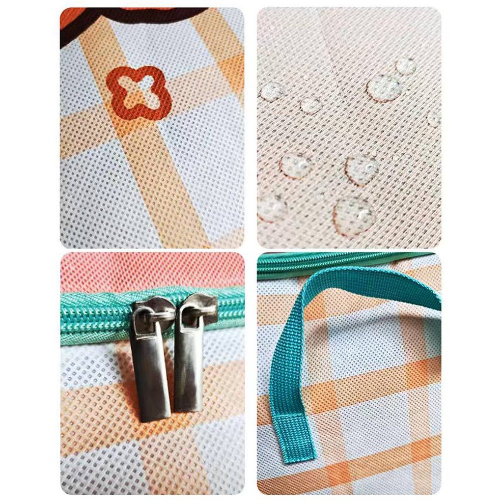 شنطة تخزين وتربروف للملابس والبطاطين والوسائد وألعاب الأطفال بسوستة من الجانبين ويد قابلة للطي لسهولة التخزين