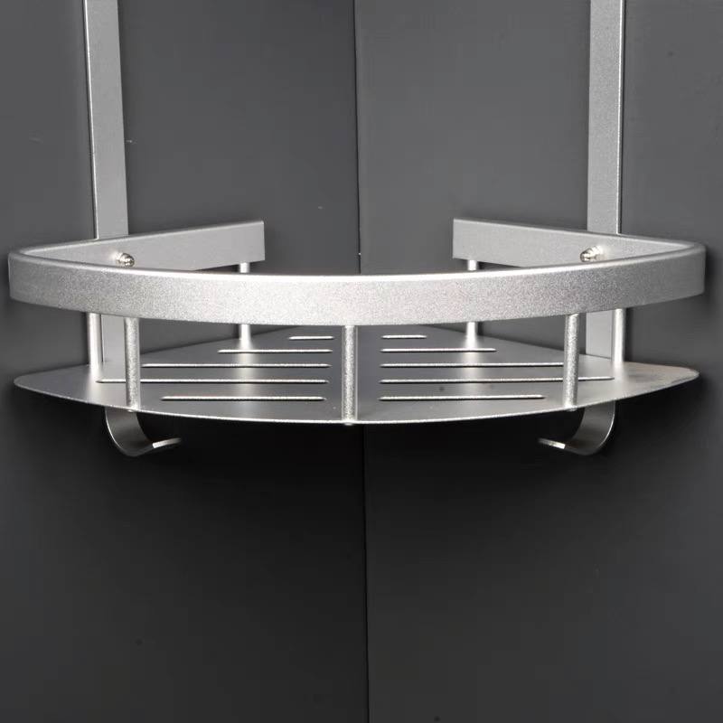 ركنة استانليس ستيل 3 دور لتنظيم ادوات الحمام كالشاور والشامبو بفتحات لتصريف المياه