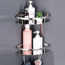 ركنة استانليس ستيل 3 دور لتنظيم ادوات الحمام كالشاور والشامبو بفتحات لتصريف المياه