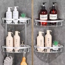 ركنة استانليس ستيل 3 دور لتنظيم ادوات الحمام كالشاور والشامبو بفتحات لتصريف المياه