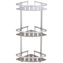 ركنة استانليس ستيل 3 دور لتنظيم ادوات الحمام كالشاور والشامبو بفتحات لتصريف المياه