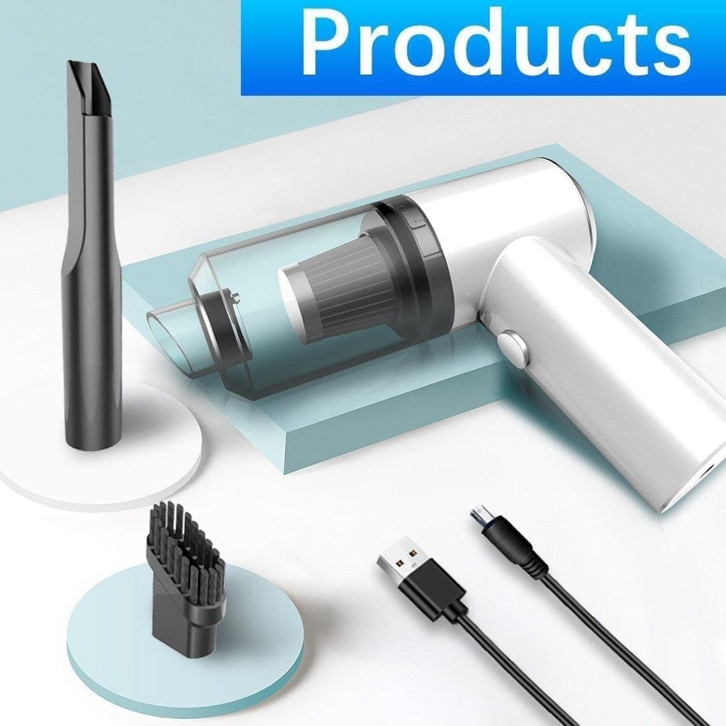 المكنسة اليدوية المتنقلة اللاسلكية بالشحن للسيارة وتنظيف الأماكن الصعبة