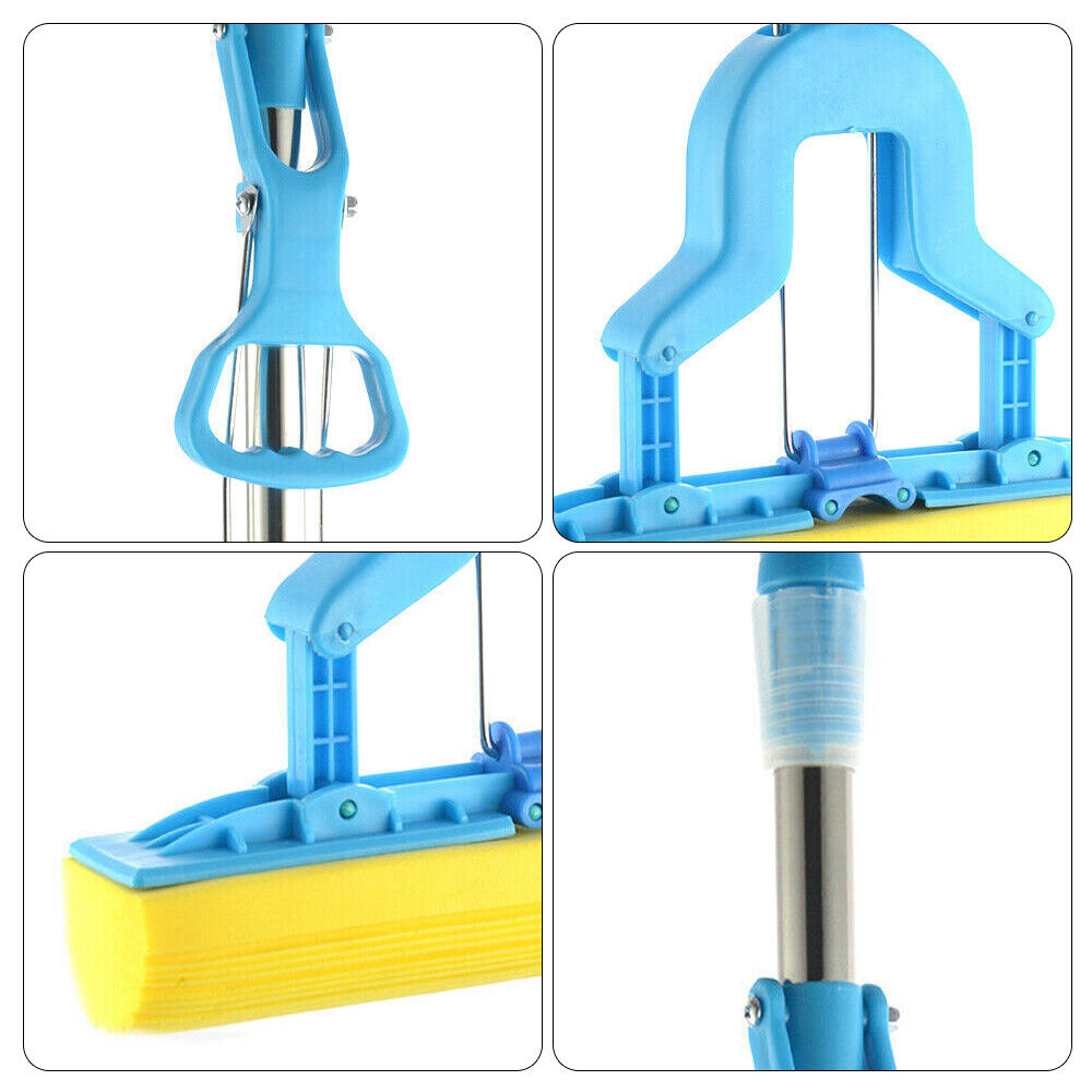 مساحة تنظيف الارضيات والباركيه والسيراميك ذاتية العصر بيد معدن طويلة بمقبض بلاستيك مريح