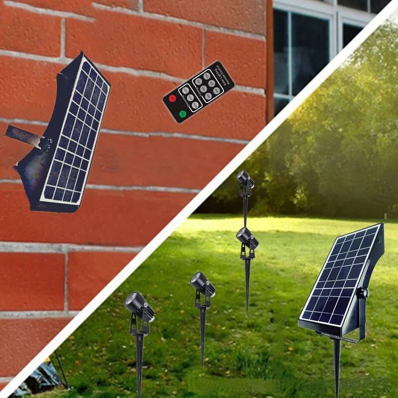 كشاف ومصباح شمسي لاضاءة الحدائق والممرات 5 قطع مع ريموت كنترول للتحكم عن بعد