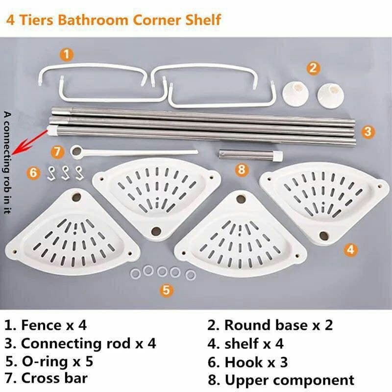 ركنة الحمام أربع أدوار وحامل فوطة من الأستانليس والبلاستيك