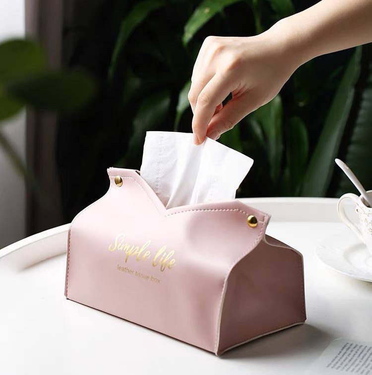 غطاء علبة مناديل جلد صناعي وتربروف لغرف النوم والمعيشة والمكتب بالوان مختلفة