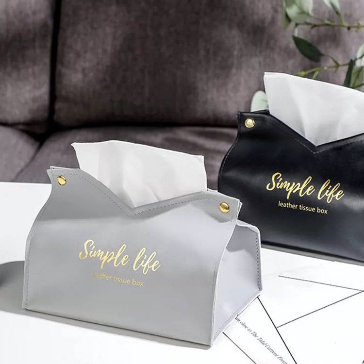 غطاء علبة مناديل جلد صناعي وتربروف لغرف النوم والمعيشة والمكتب بالوان مختلفة