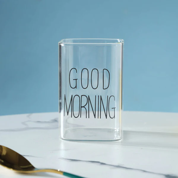 كوباية جود مورنينج لشرب وتقديم العصائر والشاي والنسكافيه من الزجاج الشفاف