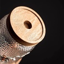 طقم برطمانات زجاج منقرش 3 قطع باحجام مختلفة لحفظ وتخزين الحبوب والبقوليات والتوابل بغطاء خشبي