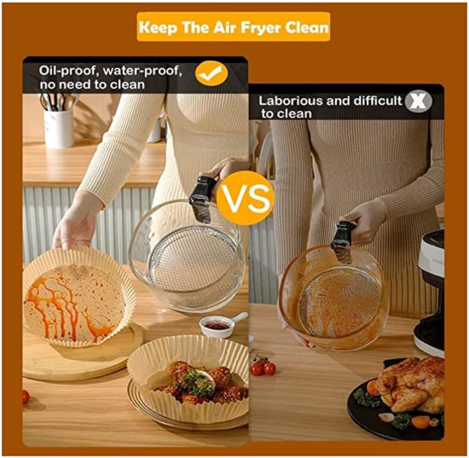 مجموعة ورق بطانة للمقلاة الهوائية 50 قطعة غير لاصق للاستخدام مره واحده