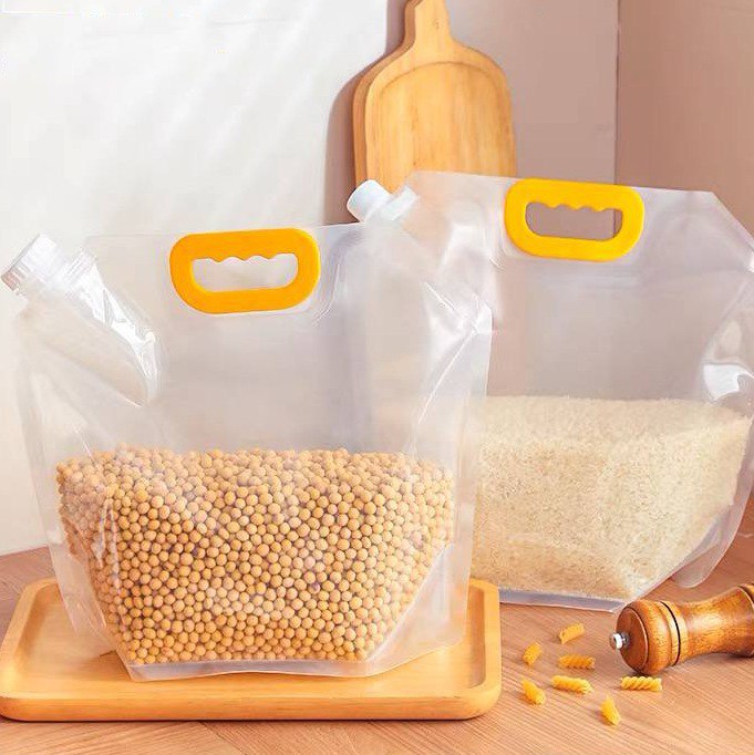 كيس حفظ وتخزين الأرز والحبوب والبقوليات 1.5 لتر بغطاء ويد قابل للطي والغسيل لإعادة الاستخدام
