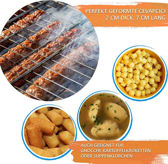 مكبس صنع الكفتة والسجق اليدوي ب 7 فتحات سهل الاستخدام والتنظيف