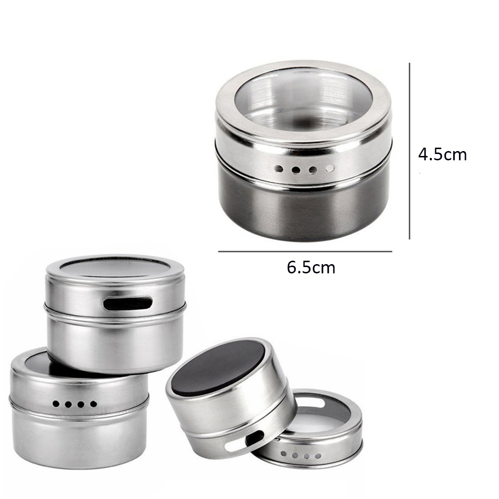 طقم توابل 4 قطع استانليس ستيل مغناطيسي بحامل ونظامين رش لسهولة الاستخدام