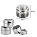 طقم توابل 4 قطع استانليس ستيل مغناطيسي بحامل ونظامين رش لسهولة الاستخدام