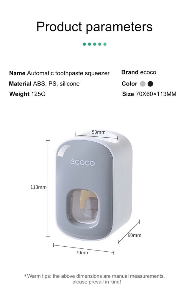 ديسبنسر وحامل معجون أسنان بلزق دبل فيس قوي ايكوكو