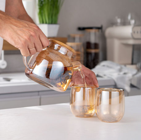 براد شاي زجاج باللون النحاسي بغطاء استانليس  1000 ملي لتر