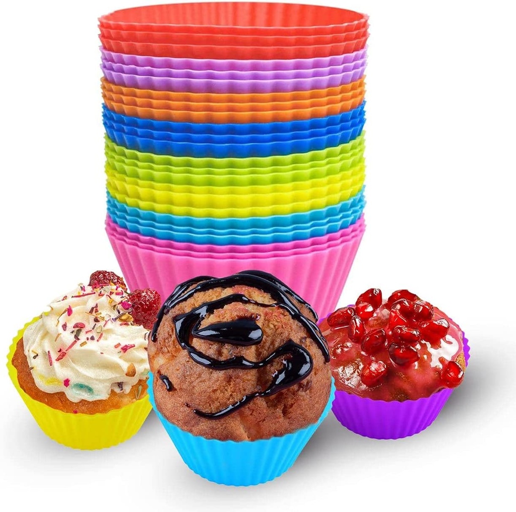 قوالب كب كيك سيليكون غير لاصق 12 قطعة الوان مختلفة