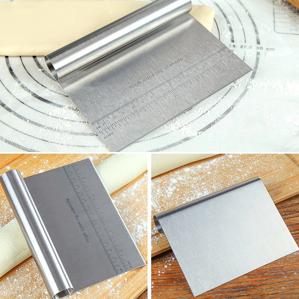 مكشطة وقطاعة استانليس ستيل بمقياس لتقطيع العجين وتزيين الكيك