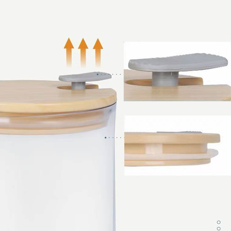 علبة حفظ وتنظيم الحبوب والبقوليات بغطاء شكل خشبي محكم الغلق بفتحة للتهوية