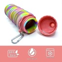 زجاجة مياه سيليكون قابله للطي للرحلات والسفر وتسلق الجبال بميدالية لسهولة الحمل والتعليق