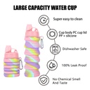 زجاجة مياه سيليكون قابله للطي للرحلات والسفر وتسلق الجبال بميدالية لسهولة الحمل والتعليق