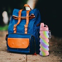 زجاجة مياه سيليكون قابله للطي للرحلات والسفر وتسلق الجبال بميدالية لسهولة الحمل والتعليق