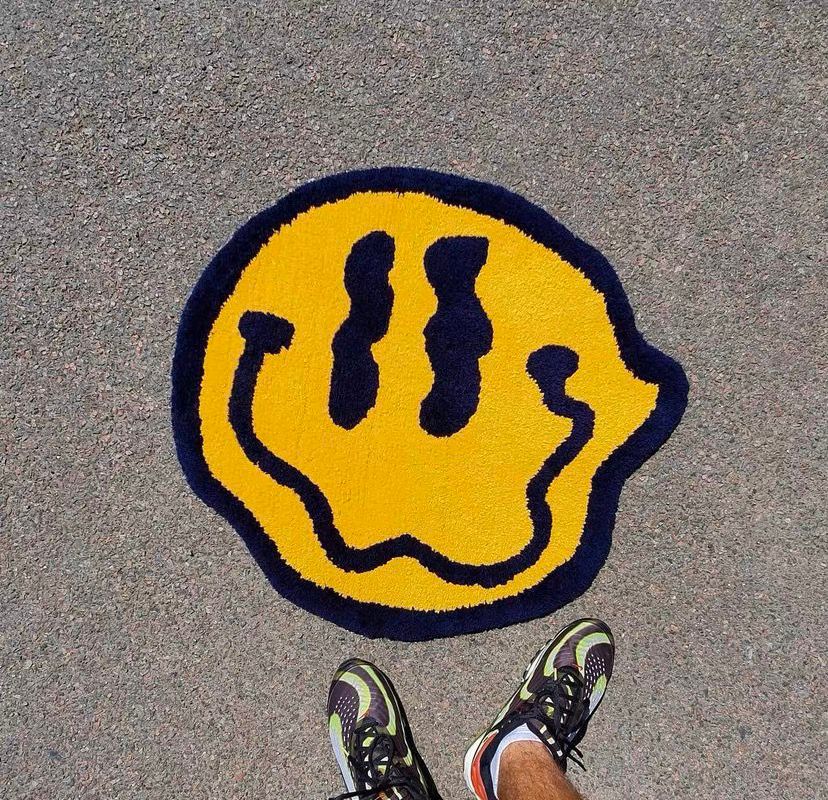 Scramble Smiley Emoji Fluffy Bedroom Rug