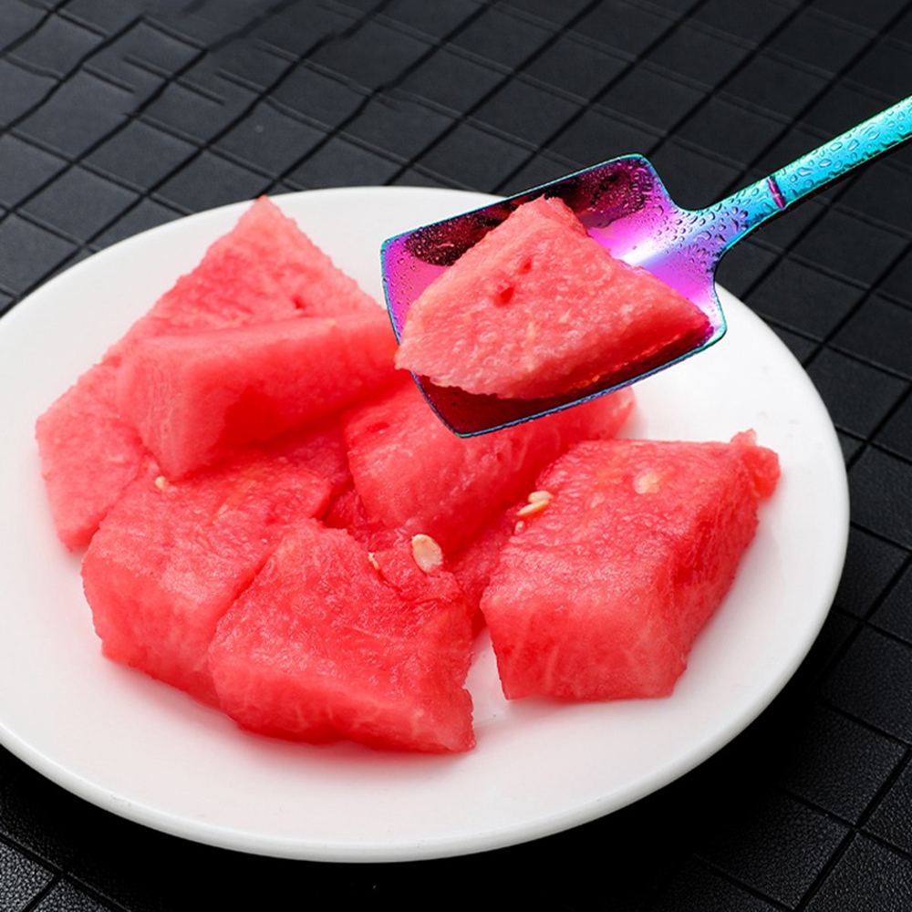 طقم معالق 6 قطع استانليس ستيل بالوان قوس قزح للشاي والكيك والايس كريم