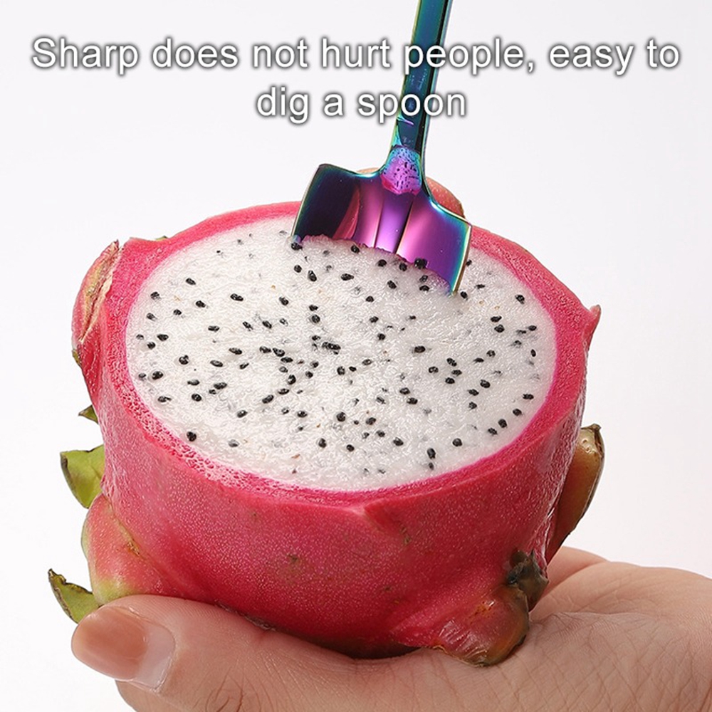 طقم معالق 6 قطع استانليس ستيل بالوان قوس قزح للشاي والكيك والايس كريم